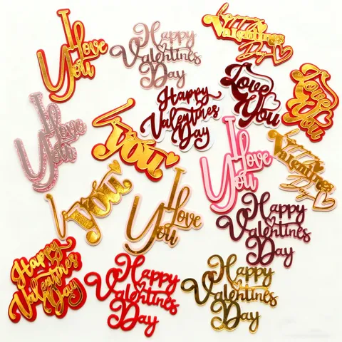 Ins Style Acrylic Cake Topper Double Layer Happy Valentine's Day I Love You Heart Shape Cake Side Decoration Party Baking Supplies