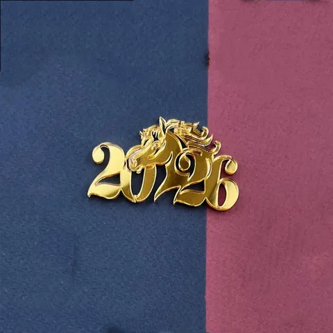 2026 Jahr Des Pferdes Acryl Tortenaufsatz Neujahrsfeier Dekoration Hufeisen Pferdekopf Form Spiegel Gold Silber Tortenstecker