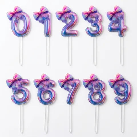 Acrylic Balloon Number Cake Topper With Bowknot Laser Cut Printed Acrylic Birthday Party Cake Decoration For Birthday Anniversary Celebrate