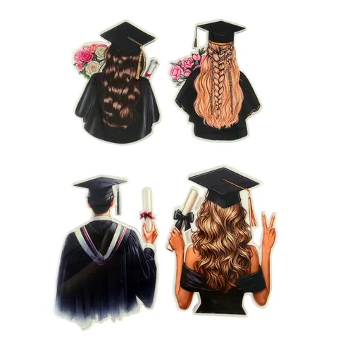 Congrats Class of 2024 Graduation Cake Topper UV Printed Acrylic High Transparent Student Back View Party Supplies Home Decor