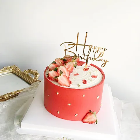 Adorno para Tarta Happy Birthday de Acrílico Efecto Espejo Letras Caladas Signo Ornamento Decoración Para Fiesta de Cumpleaños