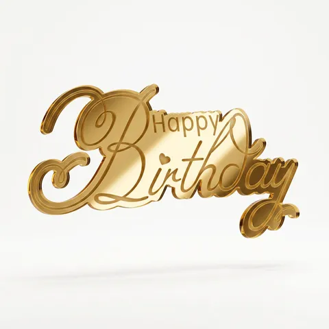 Cake Topper Happy Birthday in Acrilico Specchiato Oro Stile Ins per Decorazioni da Forno per Tavolo da Dessert per Feste di Compleanno