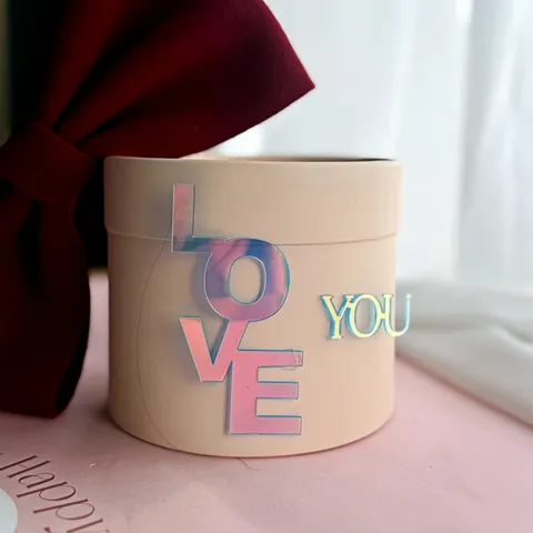 Acrylic LOVE YOU Cake Topper For Valentine's Day Wedding Birthday Party Decoration Mirror Gold Red Black With Velvet Bow