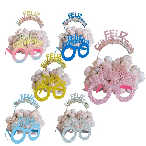 Spanish Birthday Party Decorations Set Feliz Cumpleaños Glitter Headband And Glasses For Kids Adults Birthday Party Supplies