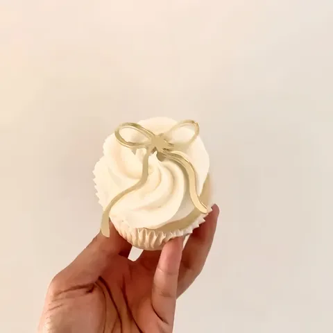 Acrylic Bow Cupcake Topper For Birthday Mothers Day Valentine Party Cake Decoration Accessories Bowknot Dessert Insert Topper
