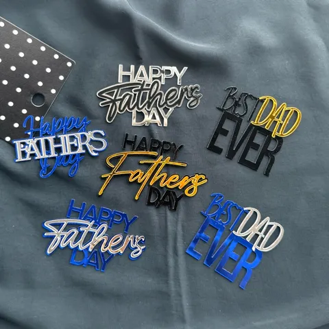 Acrylic Happy Father's Day Cake Topper Best Dad Ever Cake Decoration Party Supplies Side Ornament Gold Silver Blue Black