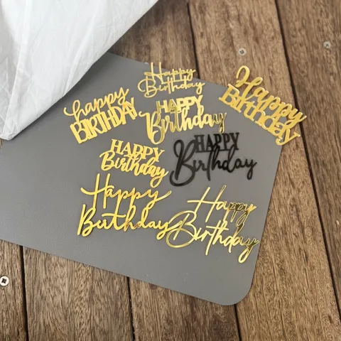 Acryl Alles Gute zum Geburtstag Tortendeko Ins Stil Gold Schwarz Spiegel Kuchendekoration Für Geburtstagsparty Zubehör