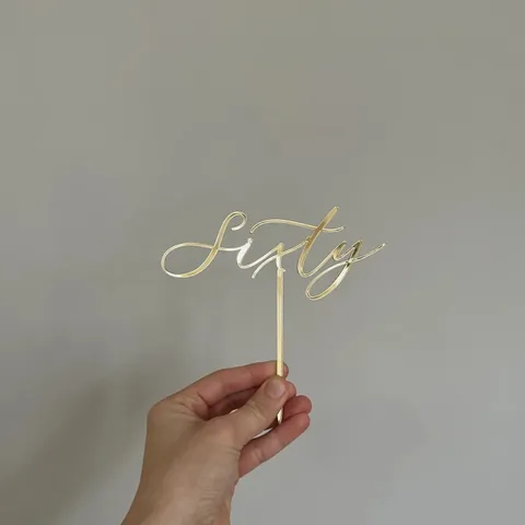 Gold Acrylic Number Cake Topper For Birthday Party Anniversary Celebration Decoration Ins Style Mirror English Script Cake Insert Topper