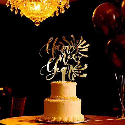 Acrylic Happy New Year Cake Topper 2027 Gold Red Mirror Texture Cake Inserts For Party Celebration Dessert Decorations