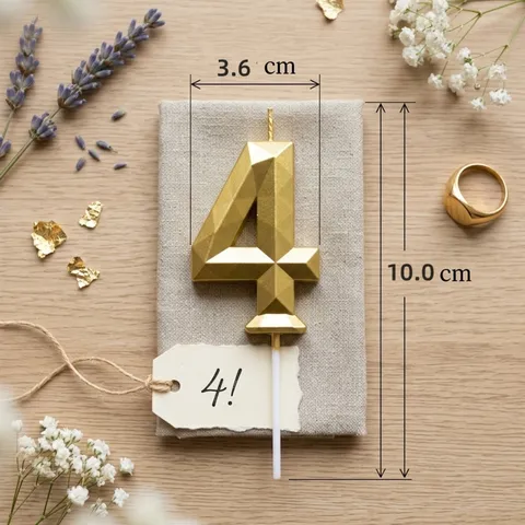 Gold Acrylic Diamond Number Cake Candle For Birthday Party Decoration Gold Geometric Number Candles For Wedding Anniversary Celebration