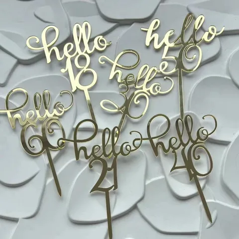 Gold Mirror Acrylic Birthday Cake Topper INS Style Dessert Table Decoration Party Supplies