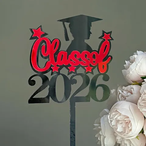Acrylic Graduation Cake Topper Congrats Grad Class Of 2026 Doctoral Cap Dessert Decoration For Graduation Party Event Supplies