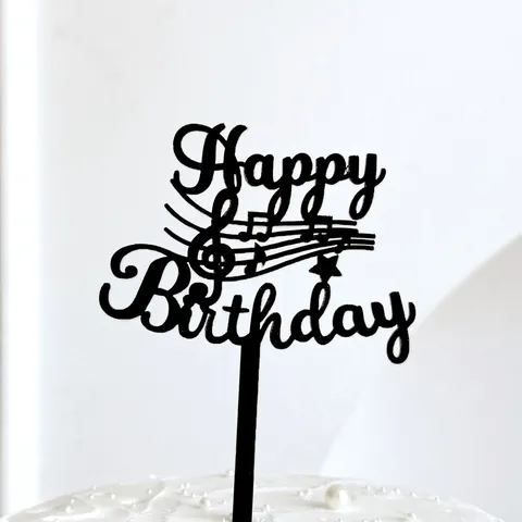 Adorno para Pasteles de Acrílico con Notas Musicales y Guitarra Tema Musical Decoración de Pasteles Silueta de Bajo