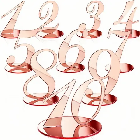 Números de Mesa de Boda de Espejo de Acrílico Placa Oro Oro Rosa Plata Soporte de Mesa Geométrico Tarjetas de Lugar de Número para Decoración de Fiesta de Banquete de Cumpleaños