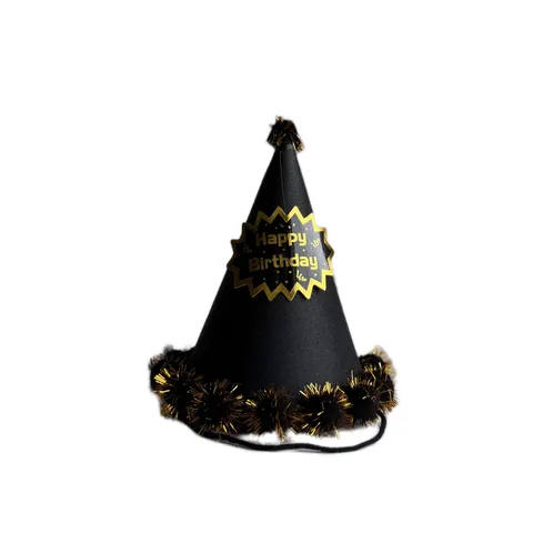 Glitter Birthday Hat For Kids Adults Party Supplies Happy Birthday Cone Hat With Fur Ball Decoration Gold Black Silver Purple