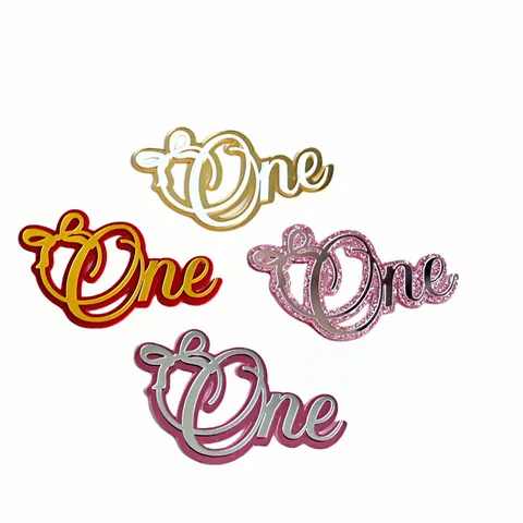 Acrylic Birthday Cake Topper Double Layer Butterfly Bow One Letter Cake Decoration For First Birthday Party Supplies