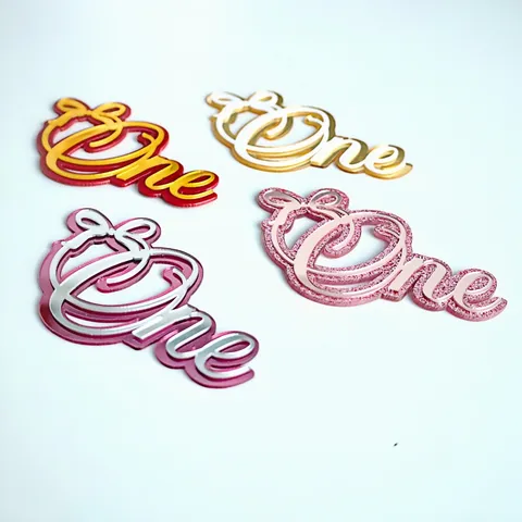 Acrylic Birthday Cake Topper Double Layer Butterfly Bow One Letter Cake Decoration For First Birthday Party Supplies