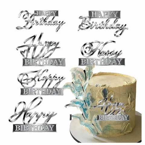 Acryl Happy Birthday Kuchendeko Spiegel Gold Silber Roségold Herz Stern Kuchen Dekoration Für Geburtstag Party Zubehör