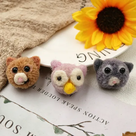 Handmade Plush Animal Fruit DIY Accessories Cute Puppy Owl Apple Applique For Phone Case Hairband Brooch Craft Decor
