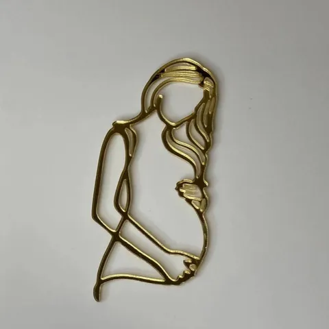 Decorazione per Torte in Acrilico Minimalista Line Art Donna Incinta Silhouette Oro Specchio Figura Astratta per Festa della Mamma Baby Shower Forniture per Feste