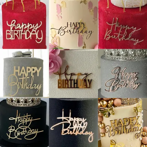 Decorazione per Torta di Compleanno in Acrilico Stile Ins Oro Argento Specchio Cake Topper per Festa di Compleanno Tavolo da Dessert