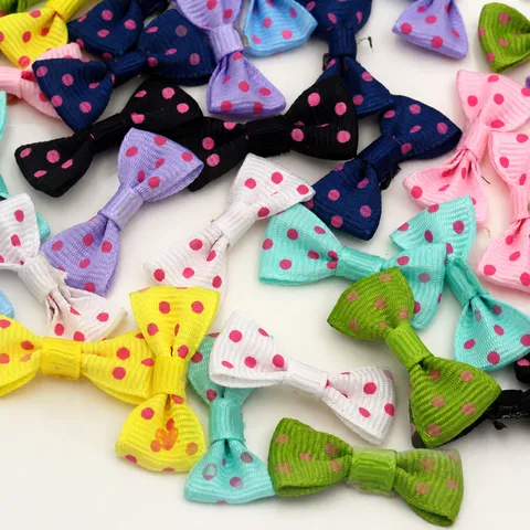 Kids Hair Bows Mini Ribbon Polka Dot Bowknot Hair Clips Cute Hair Accessories For Children And Pets Daily Decoration