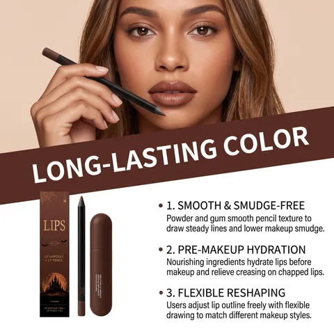 Ensemble de Gloss et Crayon à Lèvres Hydratant au Chocolat avec Texture Lisse pour un Rendu Couleur Naturel et un Maquillage Longue Durée