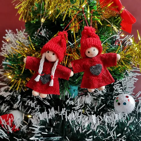 Christmas Doll Pendant Knitted Wool Felt Old Man Couple Hanging Ornaments Home Window Seasonal Holiday Party Decor