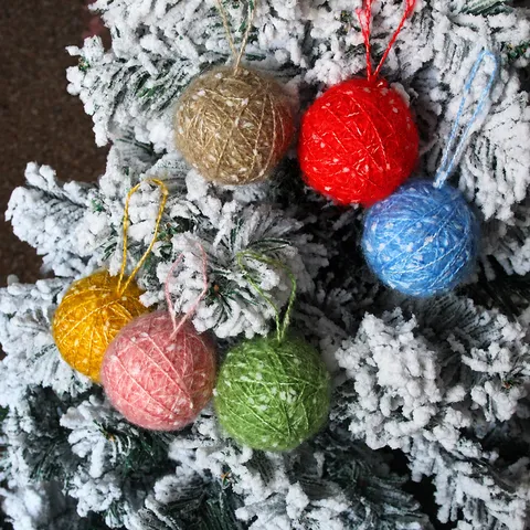 Nordic Christmas Decoration Ball Handmade Snowflake Woven Wool Rattan Ball Christmas Tree Hanging Pendant Party Decor
