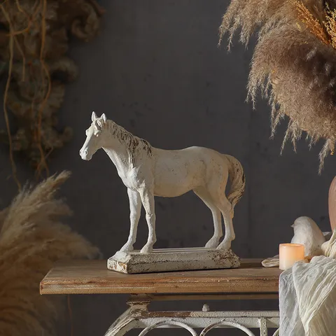 Wabi Sabi Style Resin Horse Angel And Bust Ornaments Retro Distressed Tabletop Decor For Tea Room Home Entryway