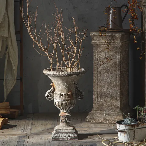 Maceta de Columna Romana Estrecho Retro Europeo Maceta Envejecida Adorno de Suelo para Fiesta de Boda Decoración del Hogar