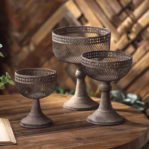 Europäischer Vintage Eisen Blumentopf Gestreifter Metall Sukkulenten Pflanzer Desktop Dekorative Vase Amerikanischer Landhausstil