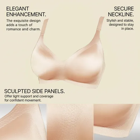 Women Seamless Bra Gathered Wire Free Push Up Top Comfortable Breathable Polyamide Lingerie Solid Color Elegant Underwear