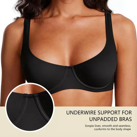 Damen Nahtloser Bügel BH Ungepolstert Minimalistisch Push Up Breite Schultergurte Unterstützende Unterwäsche Polyamid Elastan Komfortabel