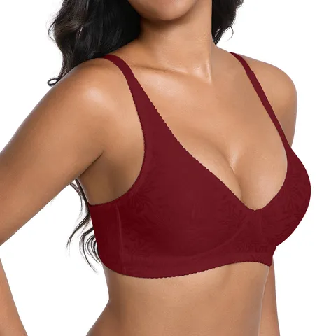 Damen Nahtloser Texturierter BH Drahtloser Push Up BH Atmungsaktive Unterstützende Unterwäsche Sexy Lingerie Top
