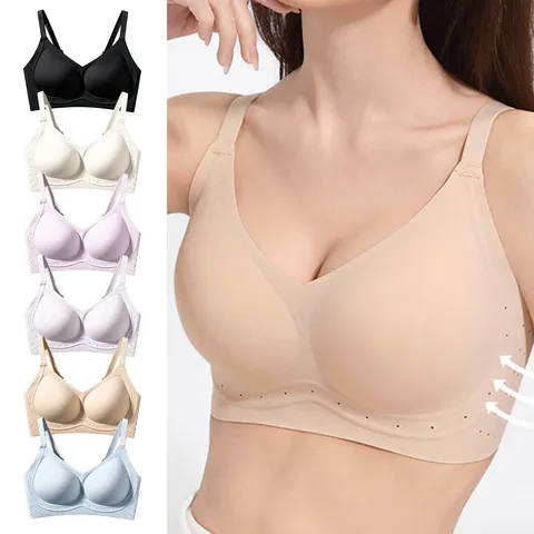 Reggiseno Senza Cuciture Taglie Forti Jelly Wireless Traspirante Comfort Nude Intimo Supporto Morbido Spalline Regolabili
