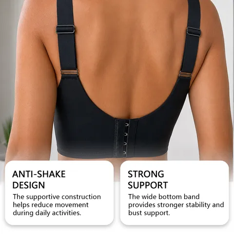 Women Seamless Gathered Adjusting Bra Comfortable Breathable Polyester Spandex Underwear Wide Straps Back Closure Support Bralette