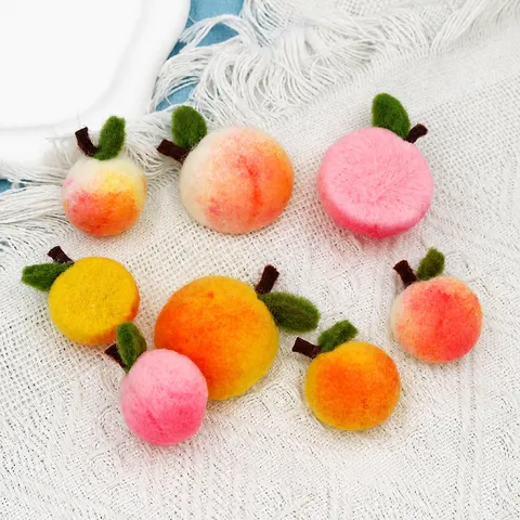 Handmade Wool Felt Fruit Peach Apple DIY Accessories For Children Hair Clip And Doll Decoration Craft Supplies