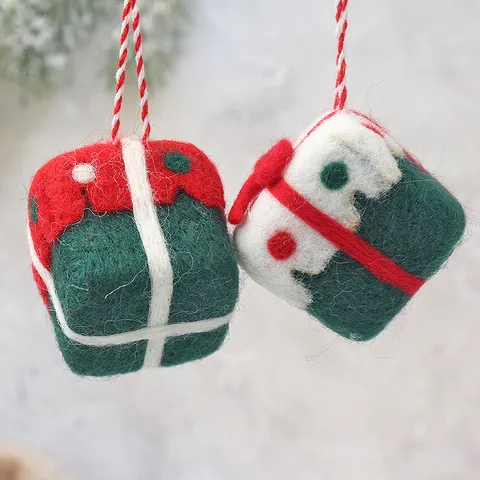 Weihnachten Wollfilz Geschenkbox Anhänger Baum Hängeornament Feiertag Party Heimdekor Festliche Szenen Requisiten