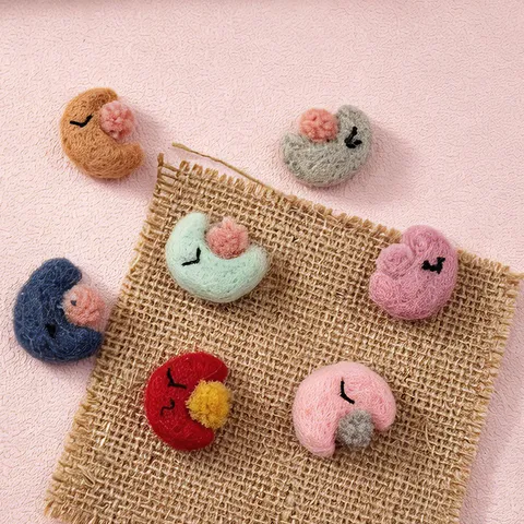 Handmade Wool Felt Star Moon Hair Accessories DIY Craft Cute Cartoon Design Clothing Shoes Hats Decor Sewing Supplies