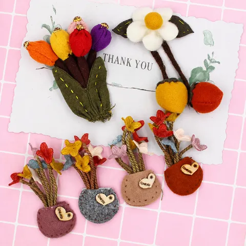 Handmade Linen Fabric Floral Hanging Ornament Retro DIY Flower Bag Phone Case Pendant Home Decor Craft Accessories