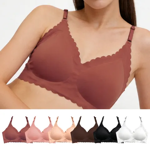 Women Soft Support Deep V Wireless Bra Seamless Breathable Push Up Comfortable Fashion Daily Underwear