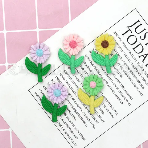 Décoration de Coque de Téléphone en Résine Fleur Tournesol Jolie Couleur Bonbon Floral Accessoires d'Artisanat DIY Style Pastoral