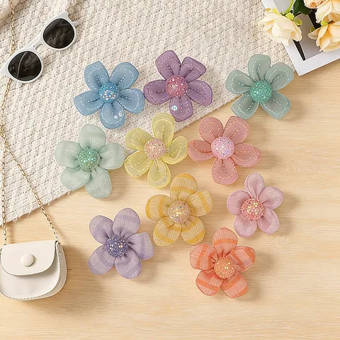 Handmade Embroidered Sequin Tulle Five-Petal Flower Minimalist DIY Headwear Garment Craft Flower Accessory Material