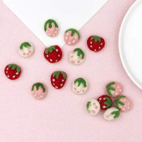Wool Felt Strawberry Ball Food Shape DIY Craft Accessories Handmade Brooch Hair Accessory Material Jewelry Making Findings