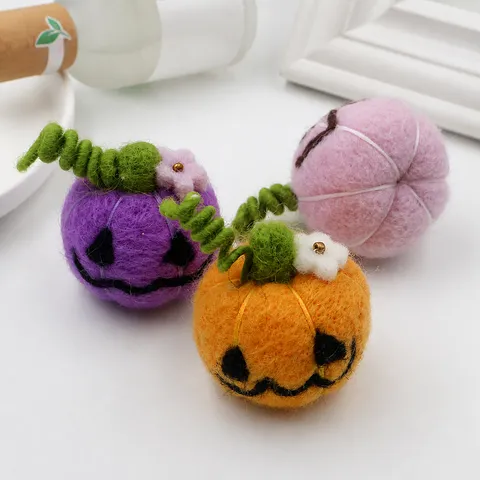 Halloween Wool Felt Evil Pumpkin Cartoon Doll Festival Party Decoration Props Clothing Hair Accessories