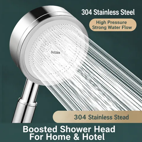 304 Stainless Steel Handheld Shower Head High Pressure Water Saving Bathroom Rain Showerhead With Hose Holder