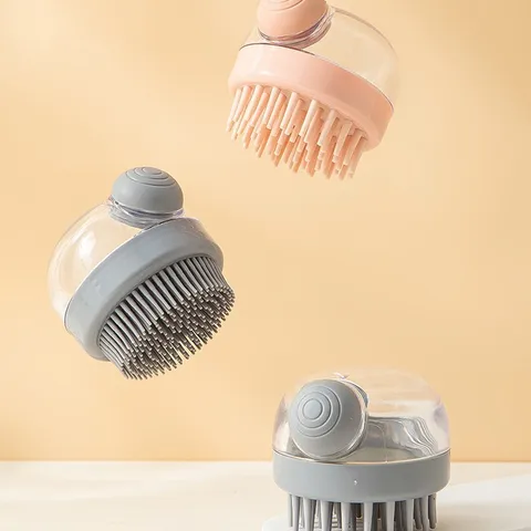 Silikon Shampoo Bürste Kopfhaut Massagegerät Haare Kopfhaut Reiniger Nass und Trocken Haarwaschbürste mit Flüssigkeitsspender
