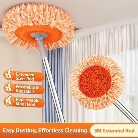 Sunflower Retractable Mop Multi Functional Roof Wall Ceiling Cleaning Tool Chenille Long Pole Household Dust Cleaning Mop