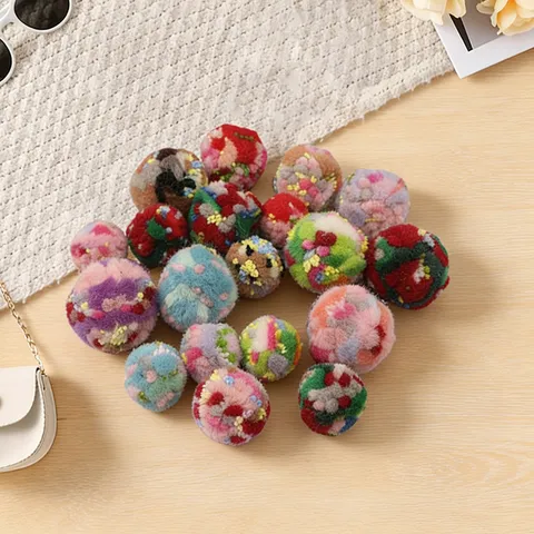 Colorful Plush Pom Poms Assorted Colors DIY Craft Balls For Cat Toy Christmas Tree Hanging Ornaments Party Decor